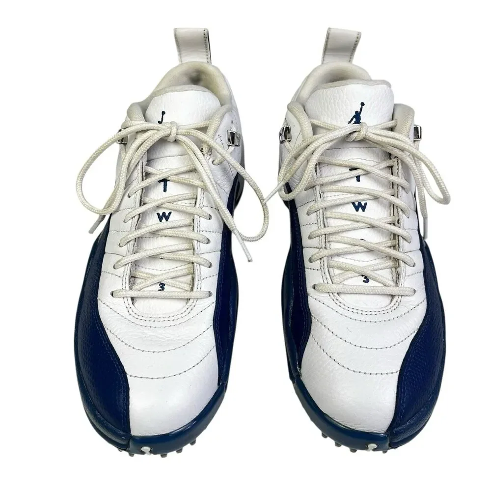 Nike Air Jordan 12 Golf Shoes Mens Size 8 White Blue DH4120-101 Cleats Jumpman